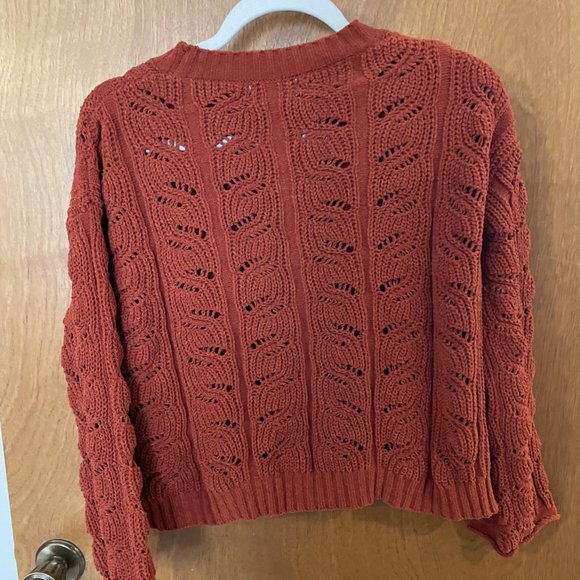 Women's Junior's Poof Apparel Rust Long Sleeve Cropped Sweater Top Size Small - Picture 5 of 6